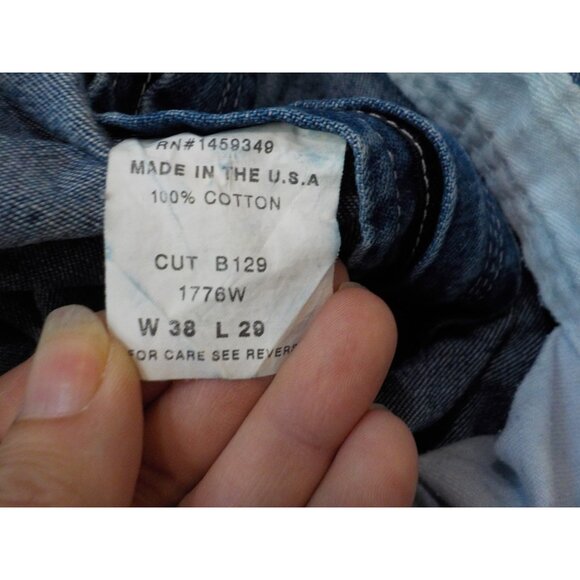 Vtg 90's USA Works 9 Pkt Bib Overalls 38x28 Blue Denim Farm Carpenter Work Wear - Picture 7 of 7